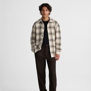 Madewell Beige and Black Plaid Lightweight Shacket